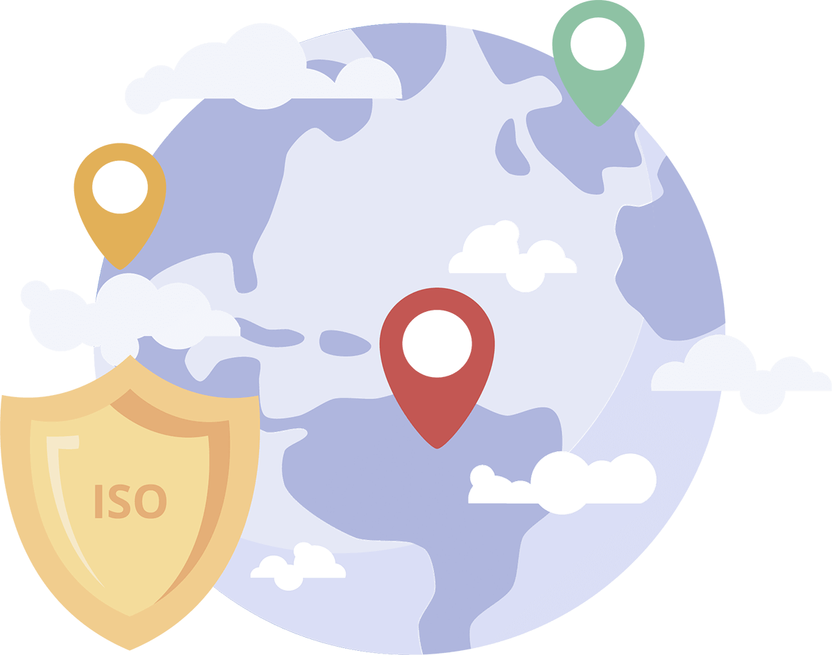 Globe with locations pins