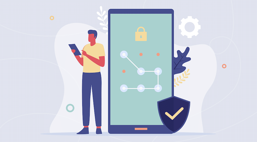 A vector character looks on his phone for which cybersecurity standards to adopt next