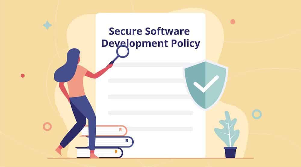A vector character looks at their secure software development policy.