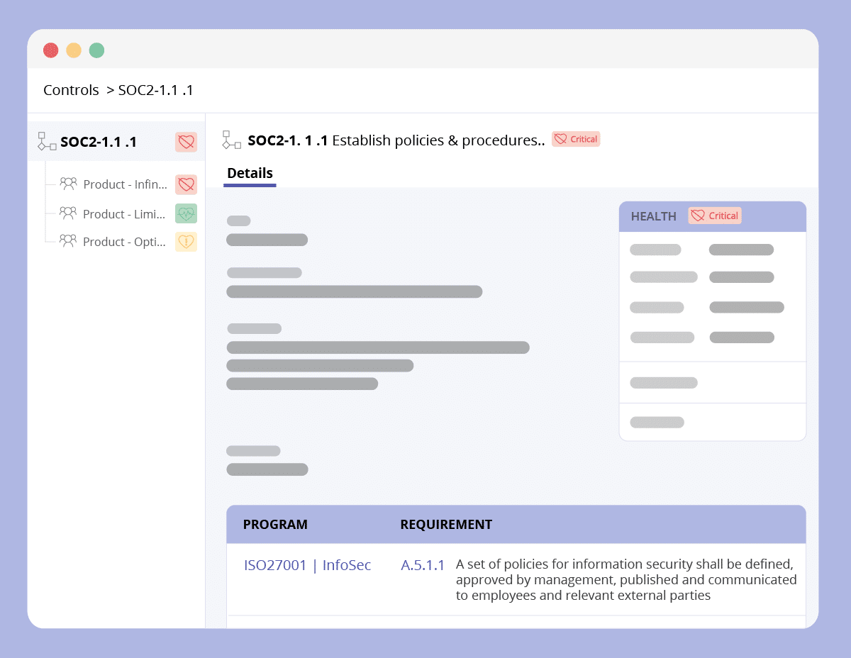 SOC 2 control view in Hyperproof