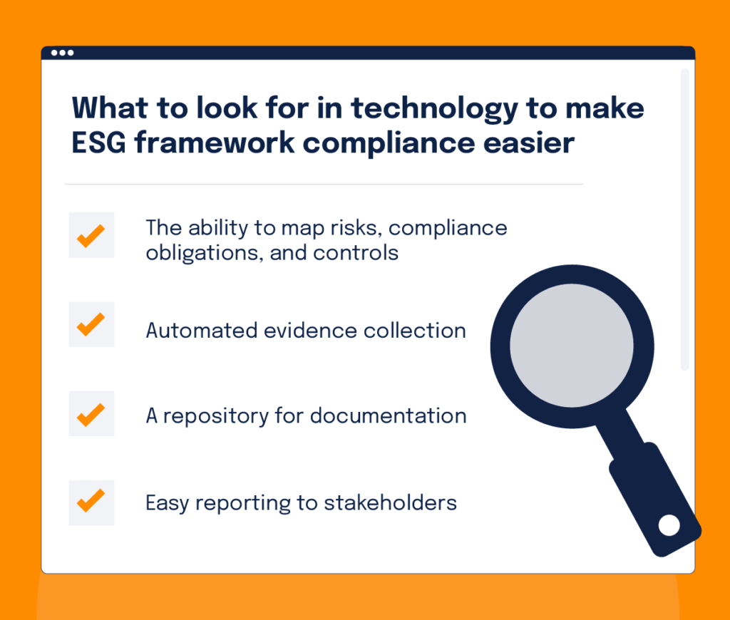 A checklist of what to look for in technology to make ESG framework compliance easier