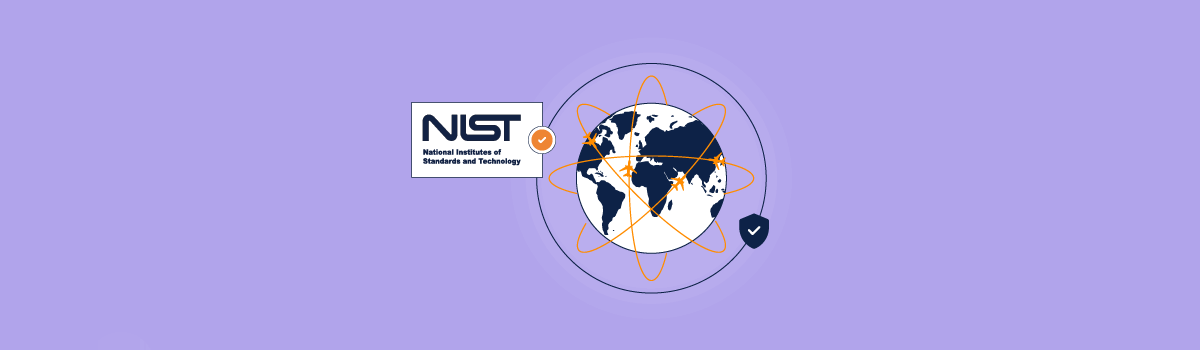 NIST logo next to a world protecting by a forcefield representing defending against software supply chain attacks