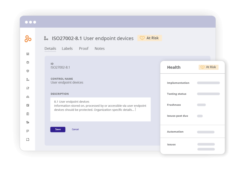 ISO 27001 details view in Hyperproof