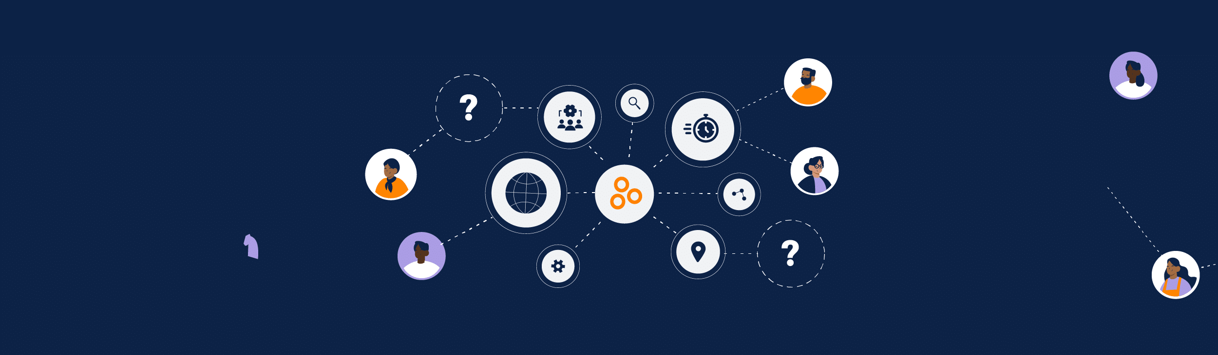 Vector image to represent users getting answers to their questions in the Hyperproof platform