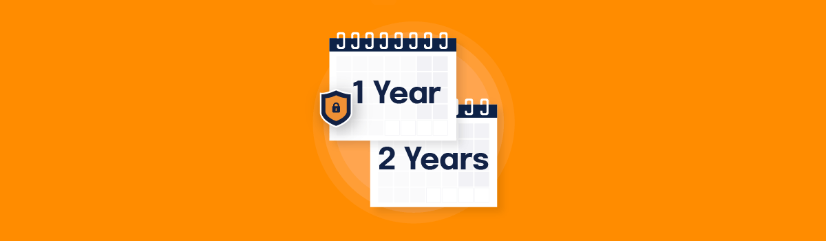 A graphic showing two calendars to signify that a HITRUST certification is valid for either 1 or 2 years depending on your certification type