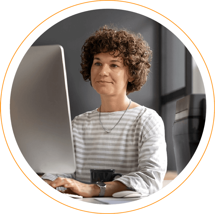 Woman working on laptop