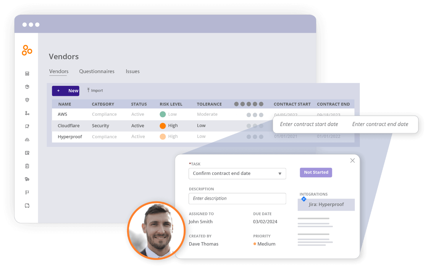 Vendor management dashboard in Hyperproof