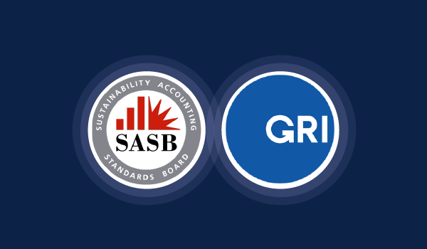 The Sustainability Accounting Standards Board (SASB) and the Global Reporting Initiative (GRI) logos