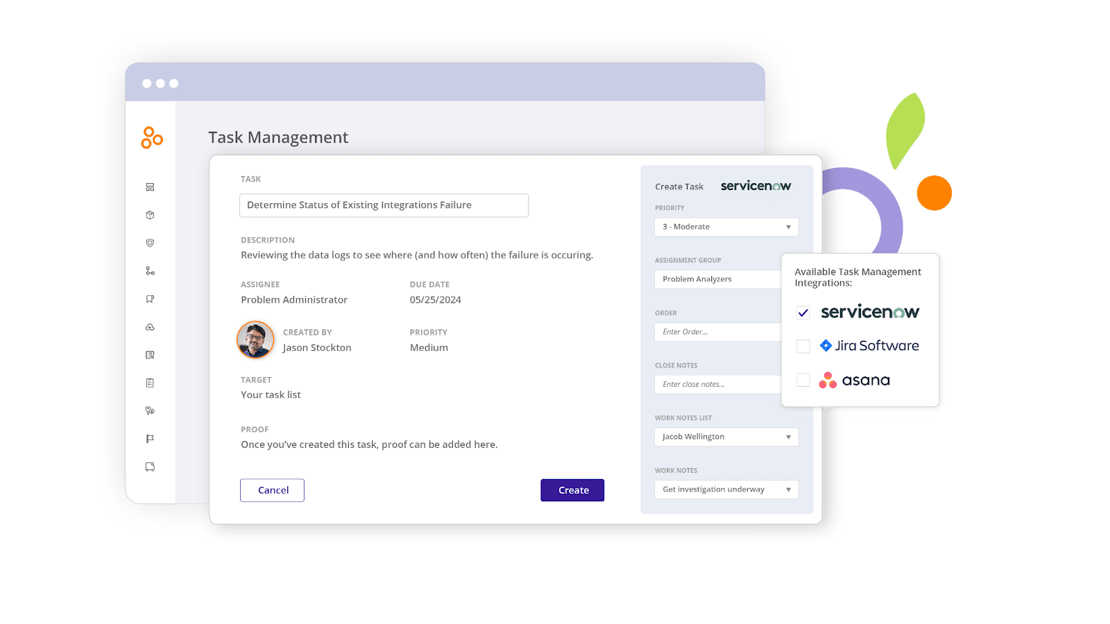 A product screenshot of the task management dashboard in Hyperproof