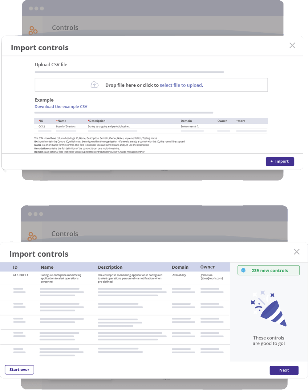 Upload CSV Controls Workflow