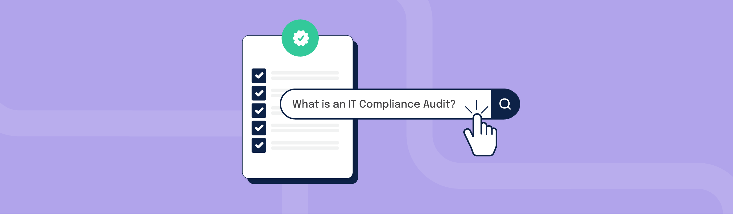 A checklist next to a search bar "what is an IT compliance audit"