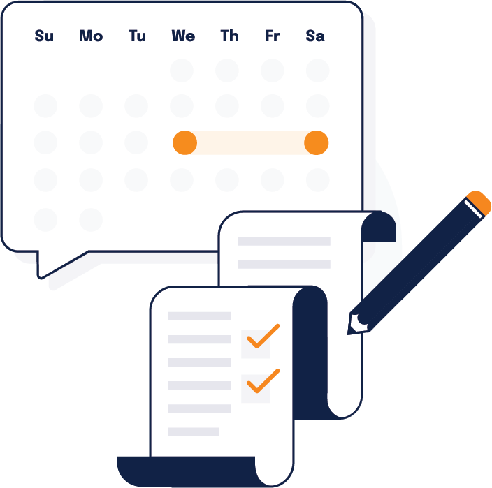 Decorative calendar with checkmark
