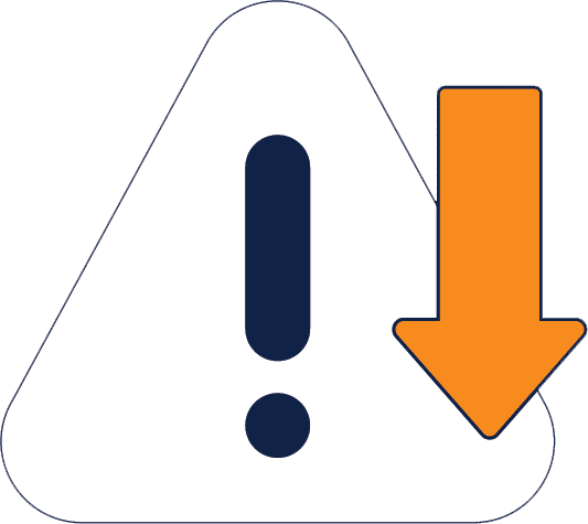 Decorative Exclamation sign with down arrow
