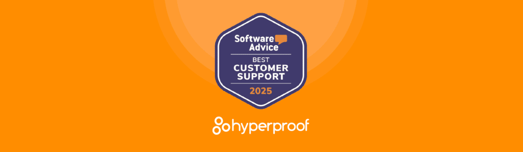 Hyperproof earns Software Advice's 2025 "Best Customer Support" badge