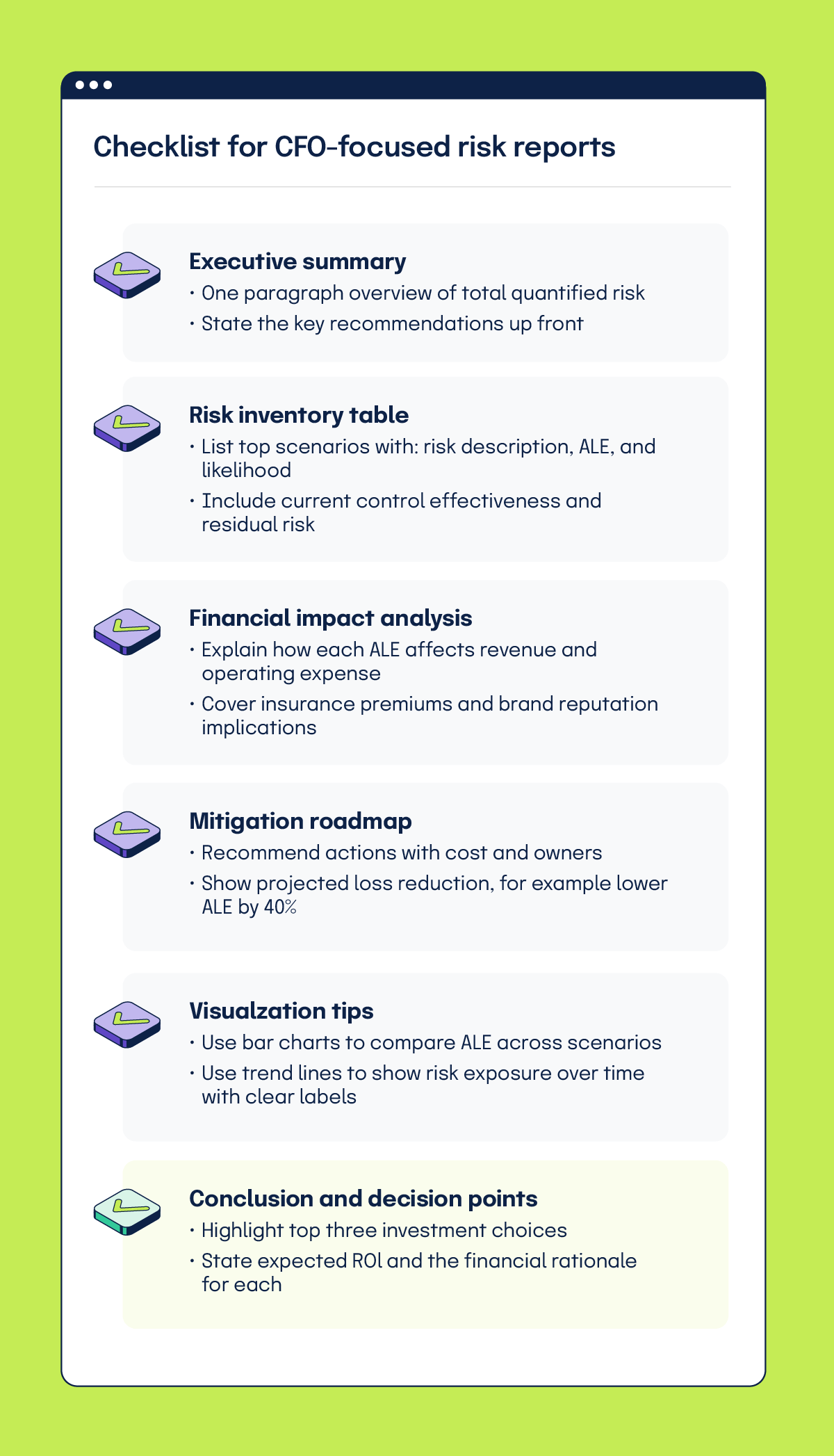 A checklist for CFO-focused risk reports