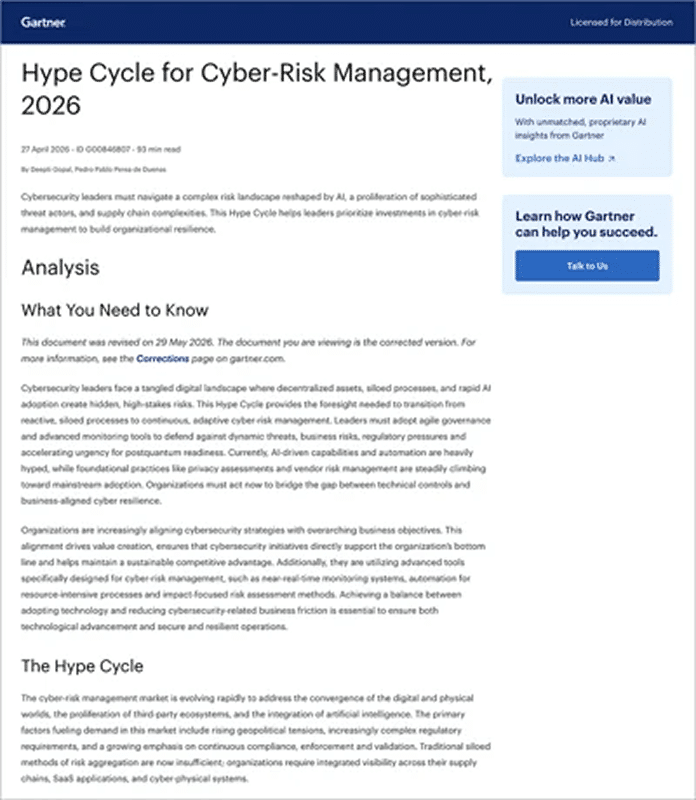 Gartner Cycle Cyber Risk Management