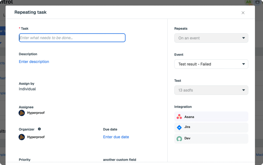 repeating tasks automation in Hyperproof